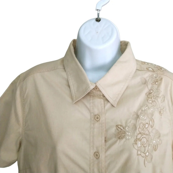 Vintage Cotton Ginny Cotton Blouse with Embroidery  Cream S - Picture 2 of 9